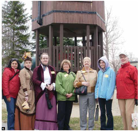 The International Women’s Club of Ottawa held its walk and talk program in Stittsville, complete with tour guides dressed in period costume. Lis Moeljawan (of Indonesia), tour guides Tracy Donaldson and Sarah Rathwell, Gail Everest, Helen Carrigy-McCaffrey, Gina Mazzolin and Kate Briscoe.