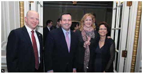 Israeli Ambassador Miriam Ziv hosted a reception to celebrate her country’s independence day at the Château Laurier. From left, Eliaz Luf, deputy head of mission, Citizenship Minister Jason Kenney, Labour Minister Lisa Raitt and Ms Ziv. (Photo: Sam Garcia)