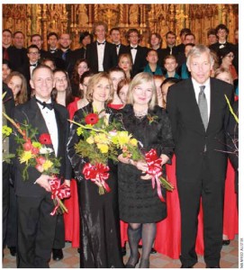 The EU Christmas Concert 2012: From left, Robert Filion, director of the Chorale de la Salle; Jackie Hawley, director of the Ottawa Children's Choir; organizer Ulle Baum; former EU Ambassador Matthias Brinkmann. 