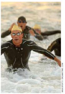 Swimmers finish the Barcelona Garmin Triathlon. Spain ranks eighth in the OECD’s Better Life Index.