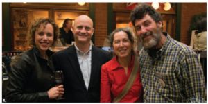 Guatemalan Ambassador Georges de la Roche, second from left, attended his last Guatemala Stove Project fundraising event. Funds will build improved cooking stoves for rural Mayan families. From left, Marie Cocking, Rita Redner and Tom Clarke, founder of the Guatemala Stove Project. (Photo: Pierre Fortier.) 