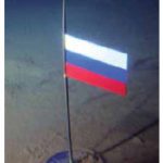 The Russian flag planted in the Arctic seabed.