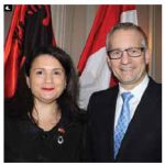 Albanian Ambassador Elida Petoshati and Trade Minister Ed Fast after signing a trade agreement at the Chateau Laurier. (Photo: Ulle Baum)