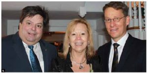 Swedish Ambassador Teppo Tauriainen hosted a traditional Lucia celebration at his residence. From left, MP Mauril Belanger, his wife Catherine, and Mr. Tauriainen. (Photo: Ulle Baum)