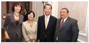 The Embassy of Mongolia hosted a farewell reception for Ambassador Zalaa-Uul Tundevdorj at the Château Laurier. From left, Dashaa Lkhundev, Keiko Okuda, Japanese Ambassador Norihiro Okuda and Mr. Tundevdorj. (Photo: Sam Garcia) Note: In the January issue, we mistakenly credited a photo of a Taiwan event to Ulle Baum. It was Sam Garcia’s. We also credited an image of a Saudi Arabian event to Sam Garcia. It was Ulle Baum's. We apologize for the errors.