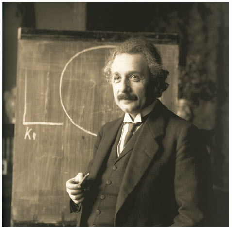 Albert Einstein, who won a Nobel for Physics in 1919, shown during a lecture in Vienna in 1921.