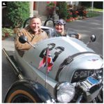 Norwegian Ambassador Mona Brother and her husband, Asmund Baklien, at their residence before taking off in their three-wheeler Morgan (the first and only one in Canada, made in 1911.) (Photo: Ulle Baum)
