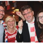 To mark Croatia’s National Day and the World Cup Inaugural Match between Croatia and Brazil, Ambassador Veselko Grubisic and his family celebrated at the Earl of Sussex Pub. From left, Matthew, Martha, Veselko and Ana Maria Grubisic. (Photo: Ulle Baum)
