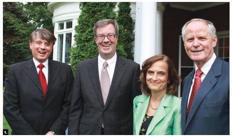 Austrian Ambassador Arno Riedel hosted a reception to thank sponsors of the Viennese Ball. From left, ball chairman Jim Hall, Mayor Jim Watson, Loretta Loria-Riedel and Mr. Riedel. (Photo: Ulle Baum) 