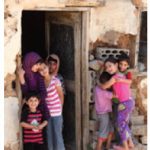 Syrian refugee children gather in Lebanon’s city of Arsal.