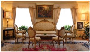 The Holy See purchased much of the furniture previously owned by the Wilsons, and then rounded out its decor with items from the Vatican Museum.