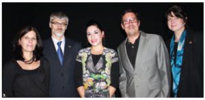 The Slovenian embassy hosted a reception to mark the opening of Slovenian artist Jasmina Cibic's solo exhibition, The Fruits of Our Land, at the SAW Gallery. From left, Lilijana Pogorevcnik Cencen, Slovenian Ambassador Marjan Cencen, Ms Cibic, SAW gallery curator Jason St-Laurent and Irena Gril, minister at the embassy of Slovenia. (Photo: Ulle Baum)