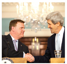 With U.S. Secretary of State John Kerry at a press conference in Washington, D.C. 