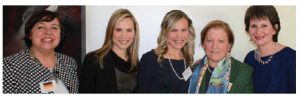 Eleanore Wnendt-Juber, left, hosted a fundraiser for TIPES at her residence. The event was organized by (far right) Gillian Drake and (second from right) Maria de la Rica Aranguren. TIPES executive director, Jennifer Wyatt, and her sister, Deborah, who is clinical director are to the right of Ms. Wnendt-Juber.  