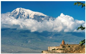 Khor Virap Monastery in Armenia, on the border between Turkey and Armenia, faces Mount Ararat.