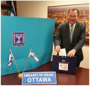  Israeli Ambassador Rafael Barak voted at his embassy prior to the Israeli election. (Photo: Embassy of Israel) 
