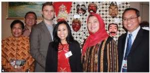 The embassy of Indonesia will open the doors to its embassy once a month in 2015. This event took place on one such occasion. From left: Fientje M. Suebu, Sylistya Widayanta, David Fairchild, Maria Yulli, Suwartini Wirta and Agoes Soebagio. (Photo: Ulle Baum) 