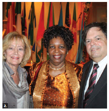 Africa Day participants included, from left, Senator Raynell Andreychuk, Zimbabwean Ambassador Florence Zano Chideya and MP Mauril Bélanger. (Photo: Ulle Baum)