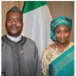 Ja'afar M. Balarabe, minister and chargé d'affaires of the Nigerian High Commission, and his wife, Nafisah Balarabe, hosted a national day reception at the Château Laurier. (Photo: Ülle Baum)