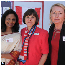 The International Women's Club of Ottawa held its annual September tea at Orleans United Church. From left, Neelam Prakash (India), IWCO president Lia Mazzolin and Penny Tucker (New Zealand). (Photo: Helen Souter) 