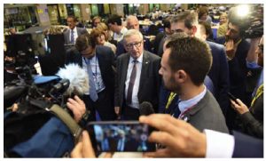 Jean-Claude Juncker, centre, president of the European Commission, speaks to the media after a meeting discussing the outcome of the Brexit referendum. (Photo: Europa)