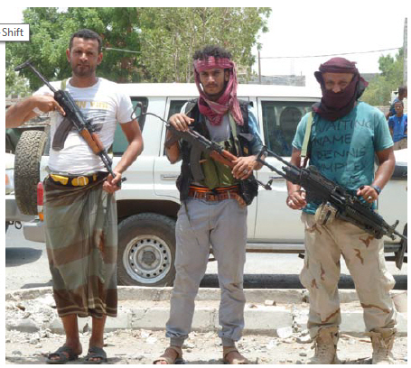 These pro-government militia fighters were in the port city of Aden in August 2015.