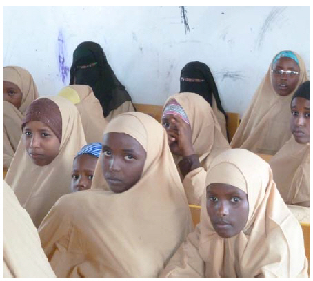 These Somali refugee girls are at a school in Kharaz camp, Lahj governorate.