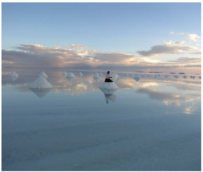 Uyuni Salt Lake is the world’s largest salt flat, stretching over an area of 10,000 square kilometres at 3,600 metres above sea level. The lake is formed by a few metres of salt crust that cover an area containing more than 70 per cent of the world’s lithium reserves. (Photo: Bolivian ministry of tourism)