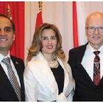 Sami Haddad, counsellor and chargé d'affaires for Lebanon, and his wife, Nadia, hosted a national day reception at the St. Elias Centre. Geoff Regan, Speaker of the House of Commons, right, attended. (Photo: Ülle Baum)