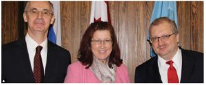 Carleton University hosted a conference titled "Canada-Russia: Dialogue and Co-operation in the Arctic.” From left, Vladimir Barbin, ambassador-at-large for Arctic Co-operation for Russia’s ministry of foreign affairs and Russia’s senior Arctic official at the Arctic Council; Alison LeClaire, director-general, Global Affairs Canada and senior Arctic official and Russian Ambassador Alexander Darchiev. (Photo: Ülle Baum)