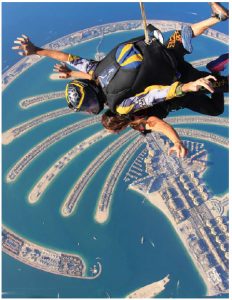 Skydive Dubai has two locations: The desert campus dropzone and the Palm dropzone; both in Dubai. Skydiving over these man-made palm-shaped islands is unparalleled. (Photo: skydive dubai)