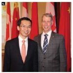 The Chinese embassy hosted a welcoming reception in honour of newly arrived Chinese Ambassador Lu Shaye. From left, the ambassador stands with MP Andrew Leslie, parliamentary secretary to the foreign minister. (Photo: Ülle Baum)