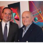 Slovakian Ambassador Andrej Droba, hosted a reception at the embassy for the opening of an exhibition by Slovakian artist Leo Symon, right. It is open until July 6. (Photo: Ülle Baum)
