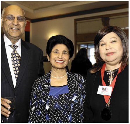 Anand Aggarwal and his wife, Saroj, left, attended a fundraising event in support of the Rockcliffe Park Foundation. Ambassadors and high commissioners, including Malaysian High Commissioner Aminahtun Karim, right, hosted dinners for those who bought tickets. (Photo: Lois Siegel) 