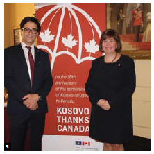The embassy of Kosovo, with the Canada-Kosovo parliamentary friendship group, organized an event to commemorate the 18th anniversary of Kosovo refugees arriving in Canada. Kosovo Ambassador Lulzim Hiseni, left, and MP Anita Vandenbeld, attended. (Photo: Ülle Baum) 