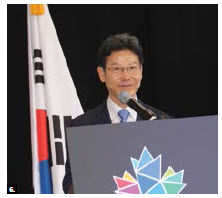 Korean Ambassador Maeng-ho Shin delivered opening remarks at the Korean Culture Fair at Lansdowne Park's Horticulture Building. The event was organized by the Korean Cultural Centre in association with the embassy in celebration of Canada's 150th birthday. (Photo: Ülle Baum)