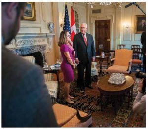 U.S. Secretary of State Rex Tillerson and Canadian Foreign Minister Chrystia Freeland addressed reporters after a bilateral meeting on the occasion of the kickoff of NAFTA renegotiations. (Photo: US Department of State)