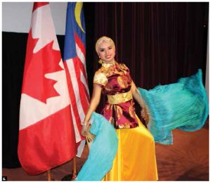 To commemorate the 60th Anniversary of Malaysia-Canada relations, Malaysian High Commissioner Aminahtun Binti Hj A Karim, and her husband, A.G. Shaharudin, hosted a Taste of Malaysia event at Cadieux Auditorium, Global Affairs Canada. Dancer Isfarisha Sakina, of Singapore's Sri Warisan group, performed. (Photo: Ülle Baum)