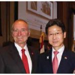 To mark Korea’s national and armed forces days, Ambassador Shin Maengho and his wife, Lee Dongmin, with Senator Yonah Martin, hosted a reception. From left: Michael Wernick, clerk of the Privy Council; Senator Joseph A. Day; Shin and Lee. (Photo: Ülle Baum)