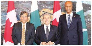 Pakistani Commerce Minister Pervaiz Malik, Canadian Trade Minister François-Philippe Champagne and Immigration Minister Ahmed Hussen met for trade talks in February. (Photo: Pakistani High Commission) 