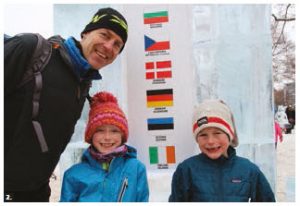 This sculpture at Confederation Park was made from 46 blocks of ice and was presented by the delegation of the European Union to mark 40 years of Winterlude. Canadian-Estonian Arno Türk stands next to it with his children, Lucy and Arthur. (Photo: Ülle Baum) 