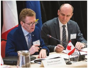 The B7 took place in Quebec City, in advance of June’s G7 in Charlevoix, Que. Shown are Claude Gagnon, president of operations at BMO Financial, Quebec, and co-chairman of the B7 roundtable on inclusive growth and Jean-Yves Duclos, federal minister of families, children and social development.