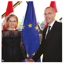 The EU delegation hosted Europe Day at the Shaw Centre. Shown here are EU Ambassador Peteris Ustubs and his wife, Aina Anna Ustuba. (Photo: Ülle Baum) 