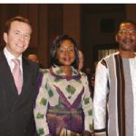 The Parliamentary Centre celebrated its 50th anniversary at the Sir John A. Macdonald building. MP Scott Brison, left, Alassane Bala Sakandé, speaker of the National Assembly of Burkina Faso, and his wife, Sakandé Kabore, centre, attended. (Photo: Ülle Baum)