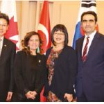 To mark the 65th Anniversary of the Korean War Armistice, the office of Senator Yonah Martin and the Korean and Turkish embassies co-hosted a screening of the film Ayla on Parliament Hill. From left, Korean Ambassador Maengho Shin, film producer Pia Pinar Ercan; Martin and Turkish Ambassador Selcuk Unal attended. (Photo: Ülle Baum)