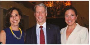 French Ambassador Kareen Rispal hosted a dinner in support of Women Deliver. The event, which raised $14,250, included a five-course meal. From left: Rispal, MP Andrew Leslie and Sophie Grégoire Trudeau, wife of Prime Minister Justin Trudeau. (Photo: Ülle Baum)