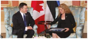 Estonian Prime Minister Jüri Ratas came to Canada on a working visit. He met with Gov. Gen. Julie Payette, shown here, and Prime Minister Justin Trudeau. (Photo: Ülle Baum)