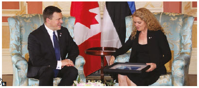 Estonian Prime Minister Jüri Ratas came to Canada on a working visit. He met with Gov. Gen. Julie Payette, shown here, and Prime Minister Justin Trudeau. (Photo: Ülle Baum) 