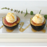 Goat cheese-stuffed fresh figs with Anise-Infused Lemon Syrup (Photo: Larry Dickenson)