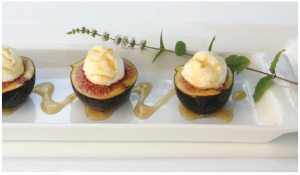 Goat cheese-stuffed fresh figs with Anise-Infused Lemon Syrup (Photo: Larry Dickenson)